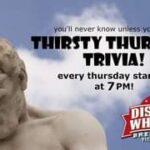 Here we go again… Thirsty Thursday Trivia starts tonight at 7 PM! Get those te